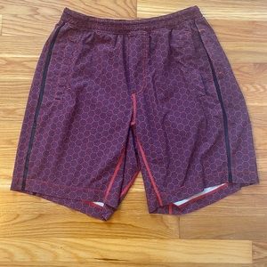 Mens lululemon red and blue shorts